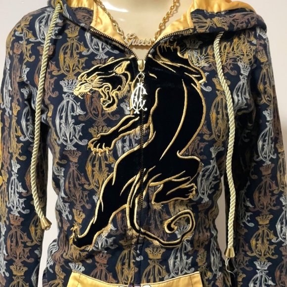 Christian Audiger Y2K Black & Gold Panther Monogram Hoodie - Picture 8 of 15